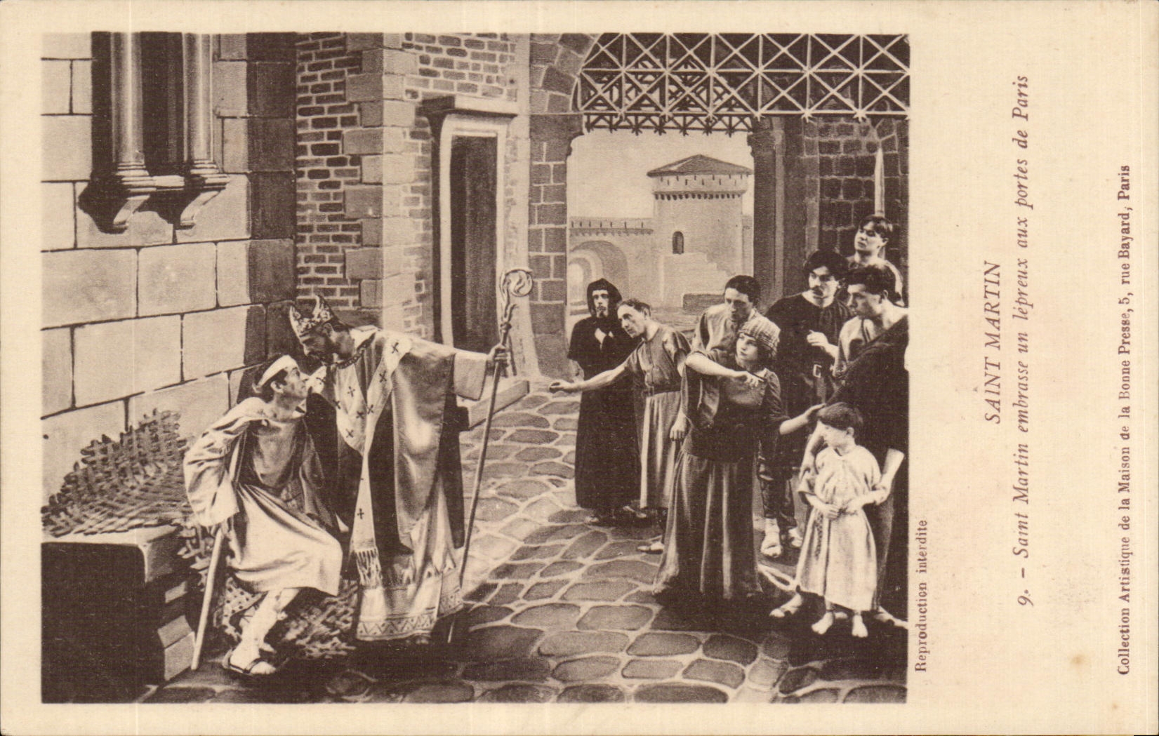 CPA Saint Martin Saint Martin embrasse un lipreux aux portes