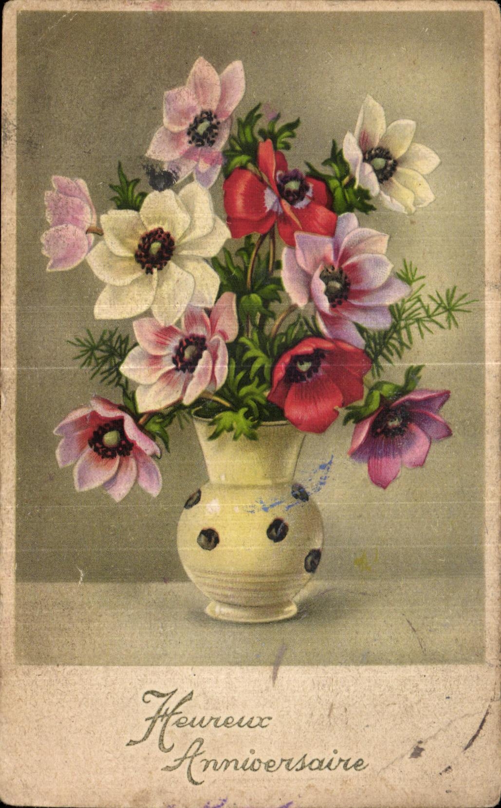 CPA Fleurs Anniversaire