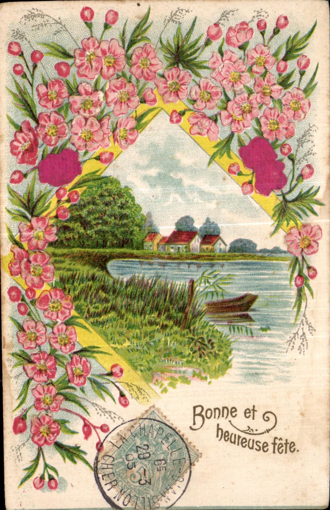 Chapelle-sur-Cher — vue de village et lac — éditeur K. P. éditeurs Paris, série 198 bis