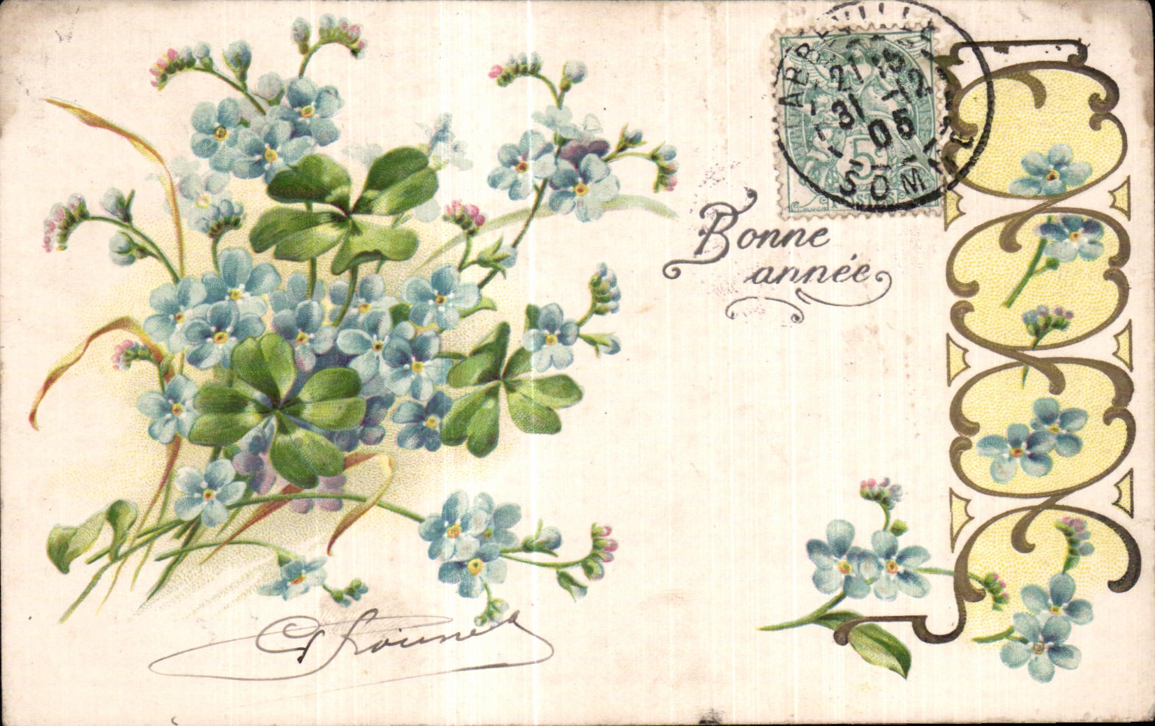 CPA Fleurs Bonne annee