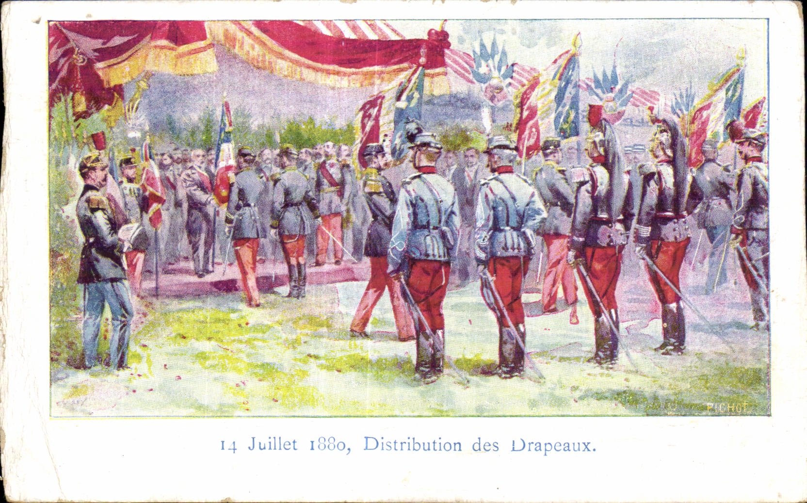 CPA 14 Juillet 1880 Distribution des Drapeaux