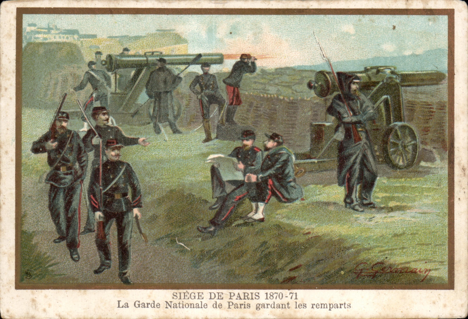 CPA Siege de Paris La Grande Nationale de Paris gardant les remparts Militaria 
