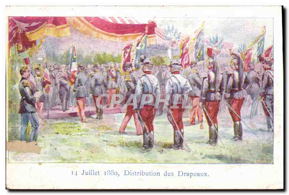 CPA Juilet Distribution des Drapeaux Militaria Dragons
