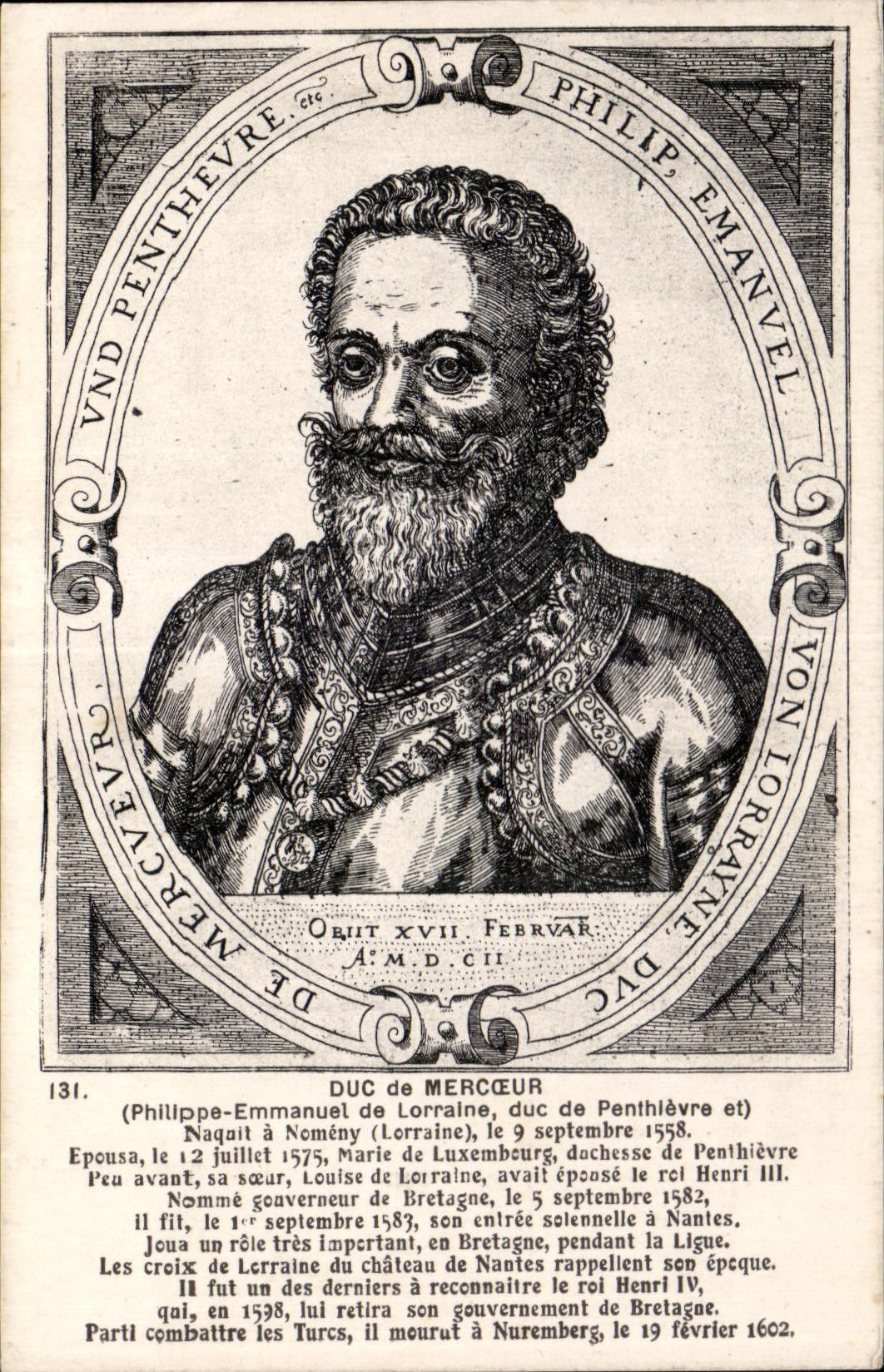 CPA Duc de Mercoeur (Phillppe Emmanuel de Lorraine duc de Penthlevre et ) Naqait a Nomeny (Lorraine ) le septembere