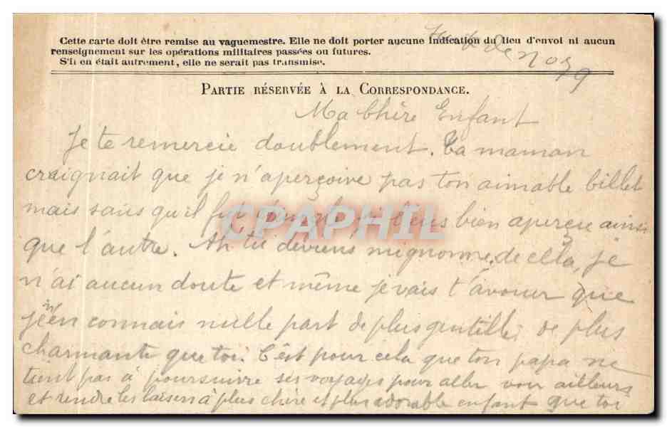 CPA Carte en Franchise Militaire La chapelle Sur Loire Fancheteau — Rückseite