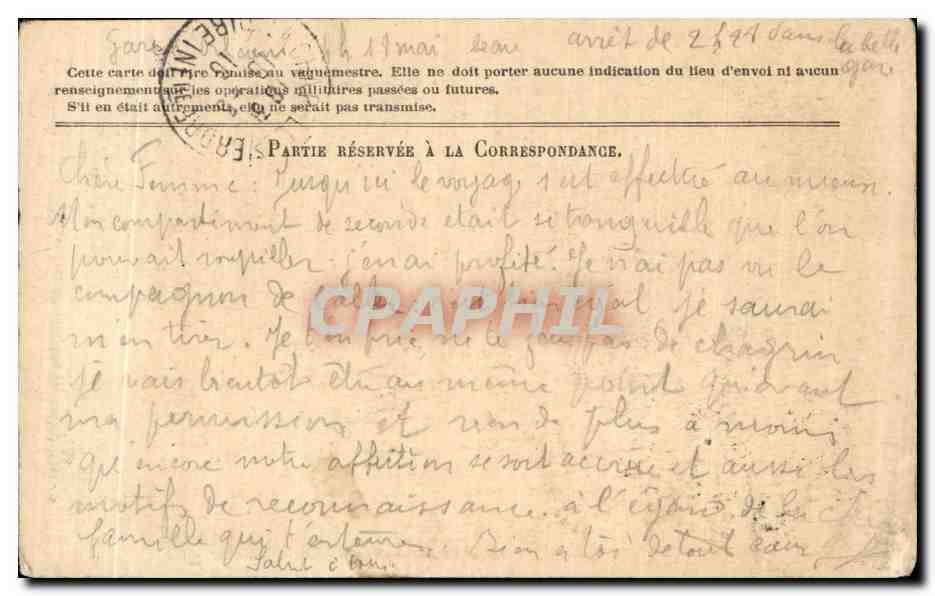CPA Carte en Franchise Militaire Francheteau La Chapelle sur indre — Rückseite