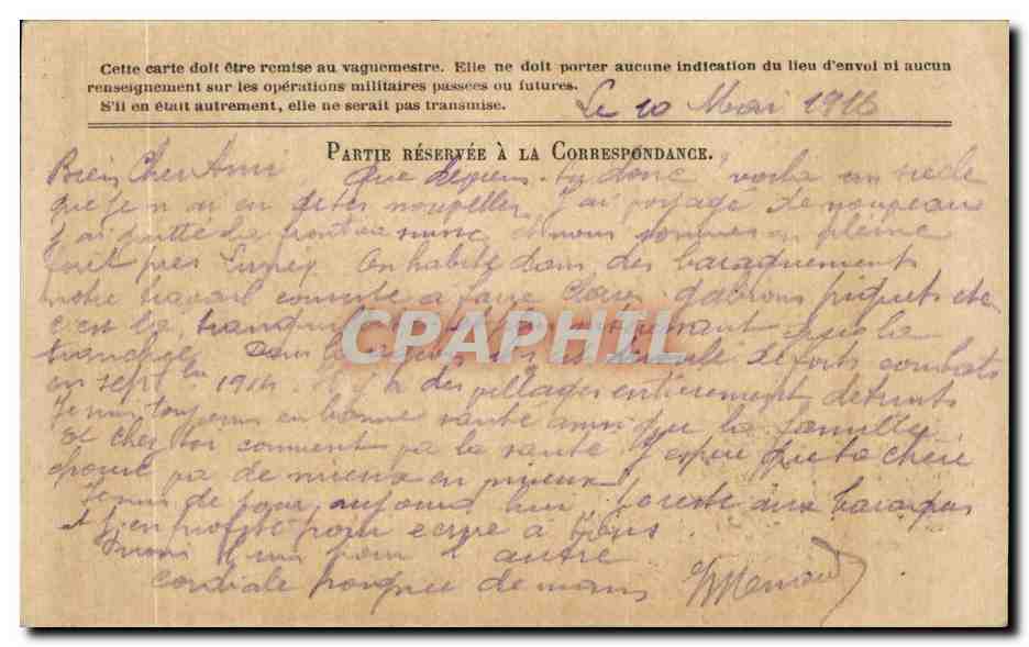 CPA Carte en Franchise Militaire Francheteau  — Rückseite