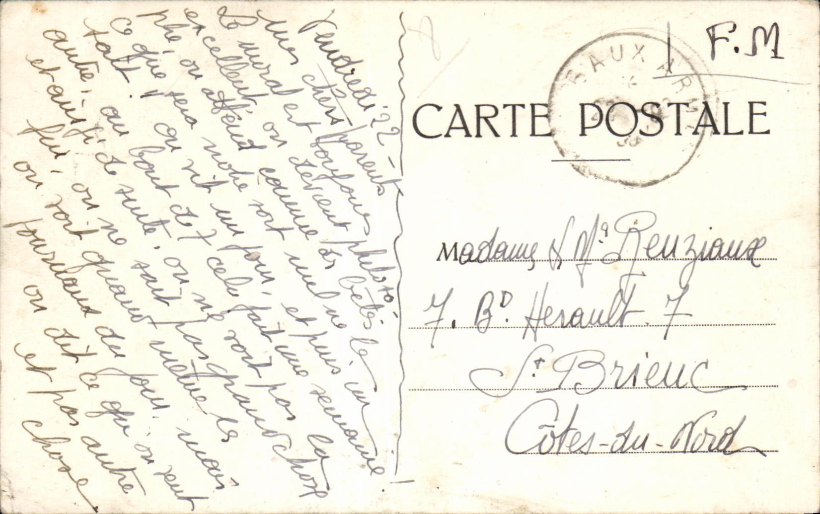 CPA Carte en Franchise Militaire Reuziaux St Brieuc