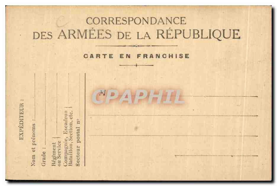 CPA Carte en Franchise Militaire Le foyer du soldat Militaria  — Rückseite