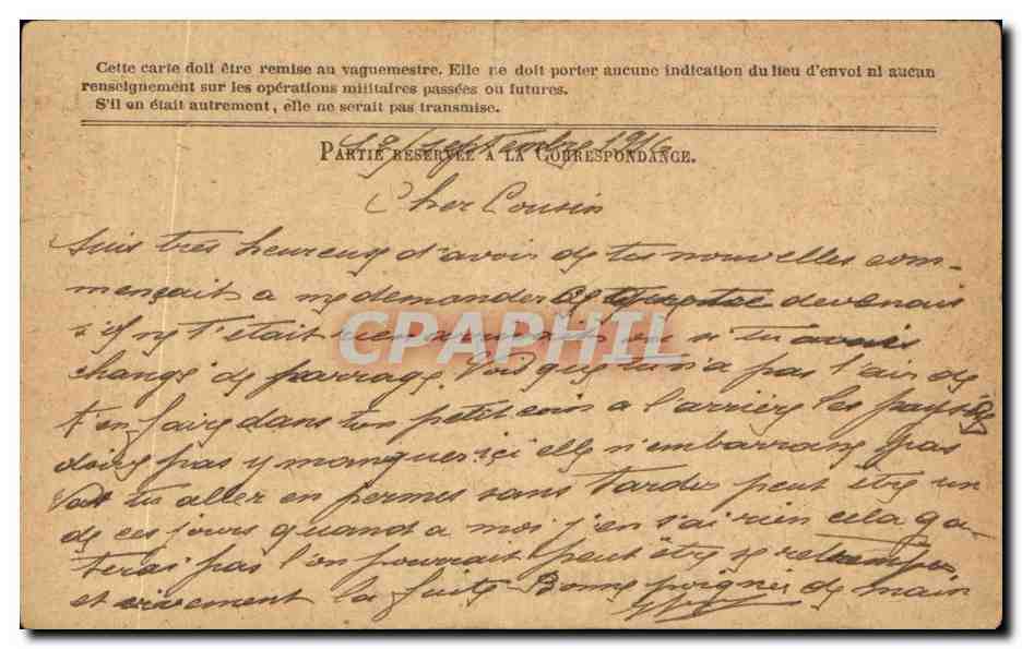 CPA Carte en Franchise Militaire Leymary  — Rückseite