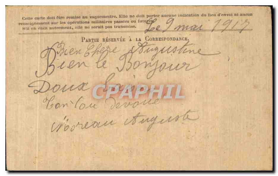 CPA Carte en Franchise Militaire Moreau Bourgneux la foret — Rückseite