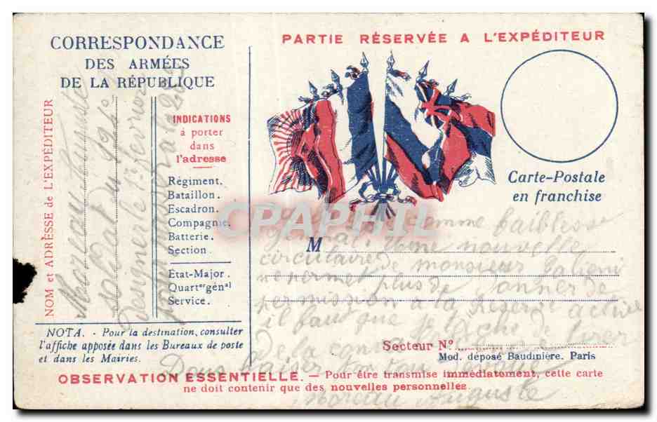 CPA Carte en Franchise Militaire 