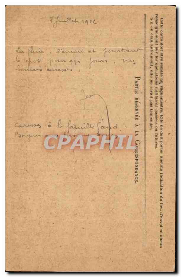 CPA Carte en Franchise Militaire Bouvet Valreas — Rückseite