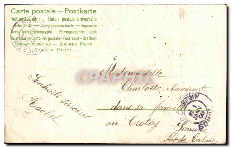 CPA Fantaisie Fleur Harpe  — Verso