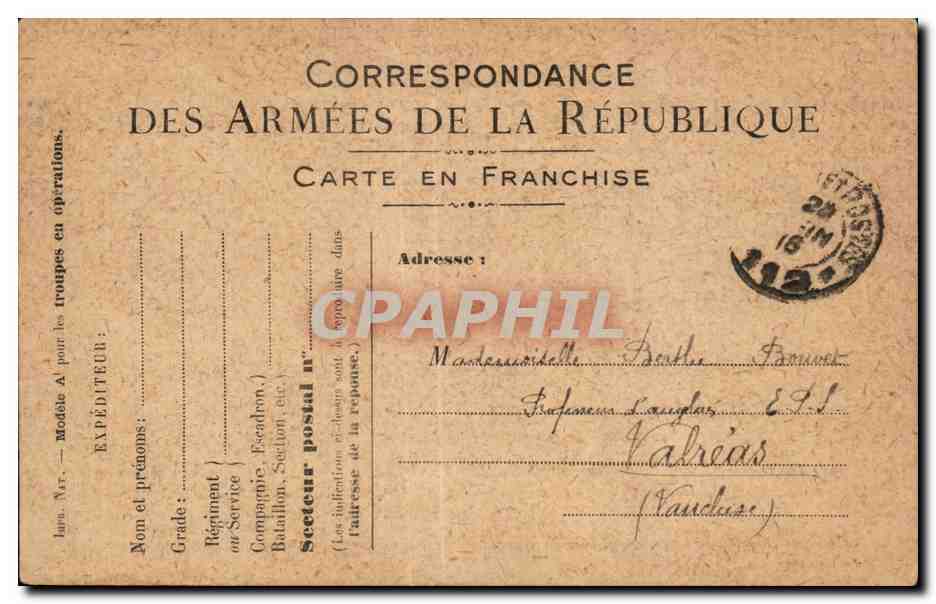 Carte de Franchise Militaire Bouvet Valreas