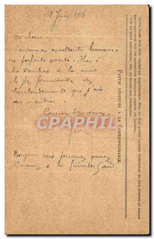Carte de Franchise Militaire Bouvet Valreas — Rückseite
