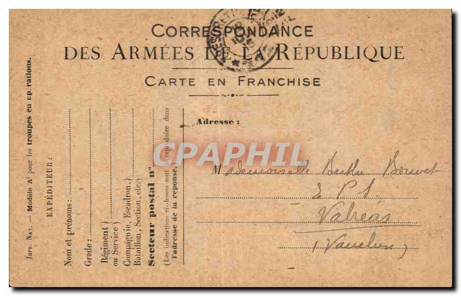 Carte de Franchise Militaire Bouvet Valreas