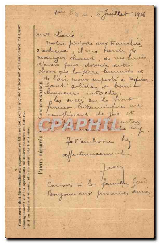 Carte de Franchise Militaire Bouvet Valreas — Rückseite
