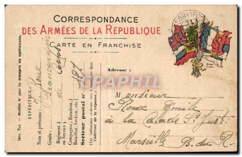 Carte de Franchise Militaire Roux Marseille 