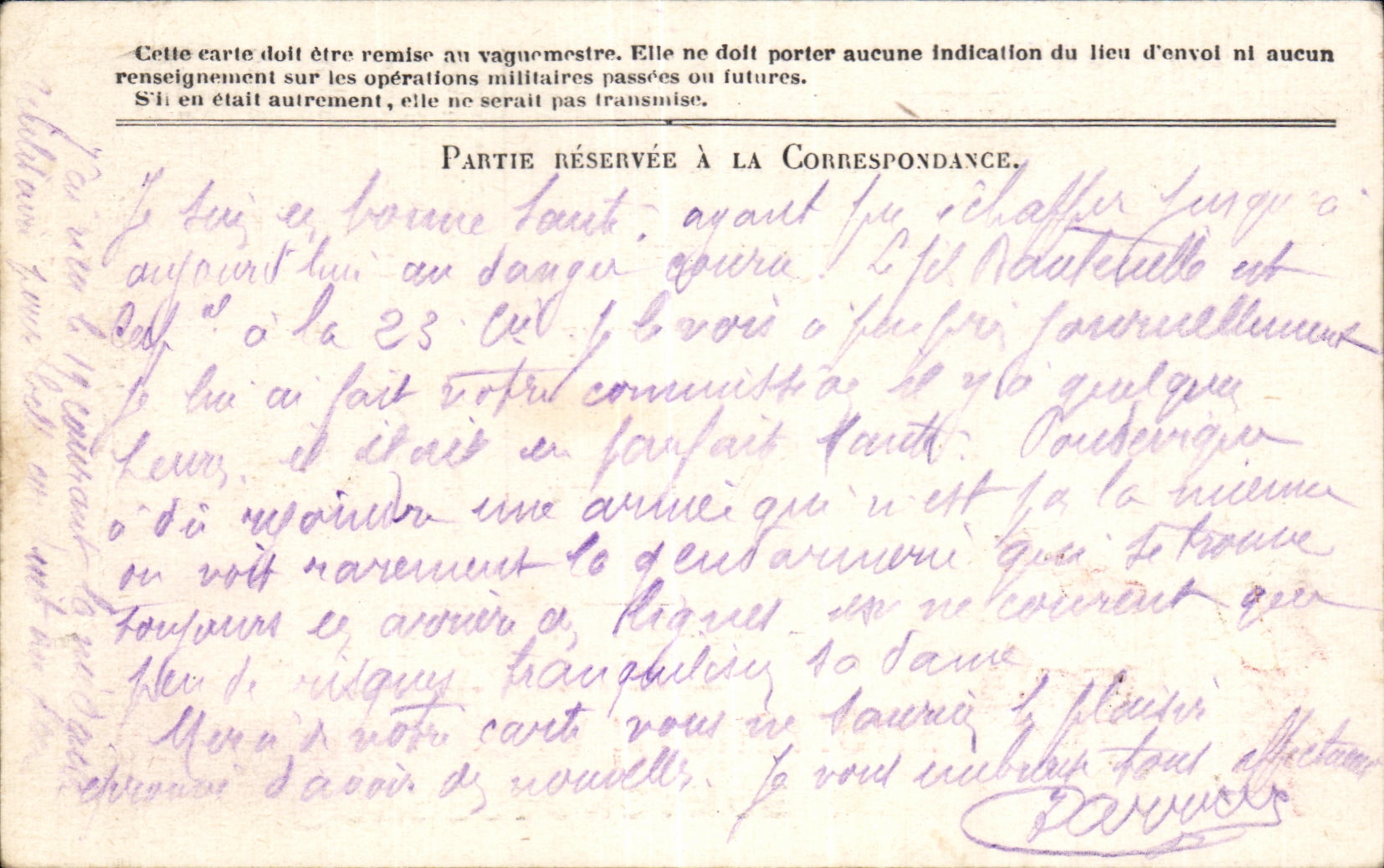Carte de Franchise Militaire Berthelot Moncontour 