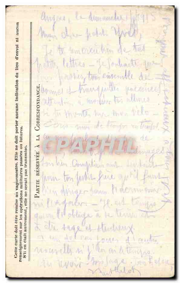 Carte de Franchise Militaire Berthelot Moncontour  — Rückseite