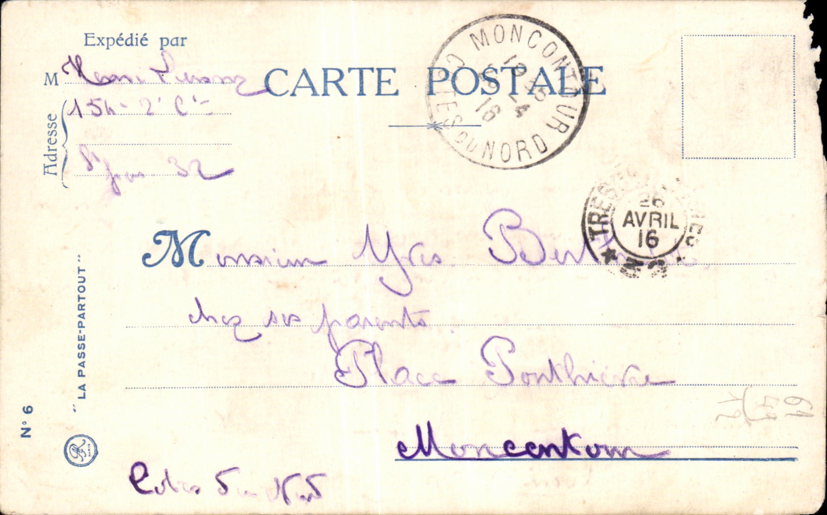 Carte de Franchise Militaire Berthelot Moncontour 
