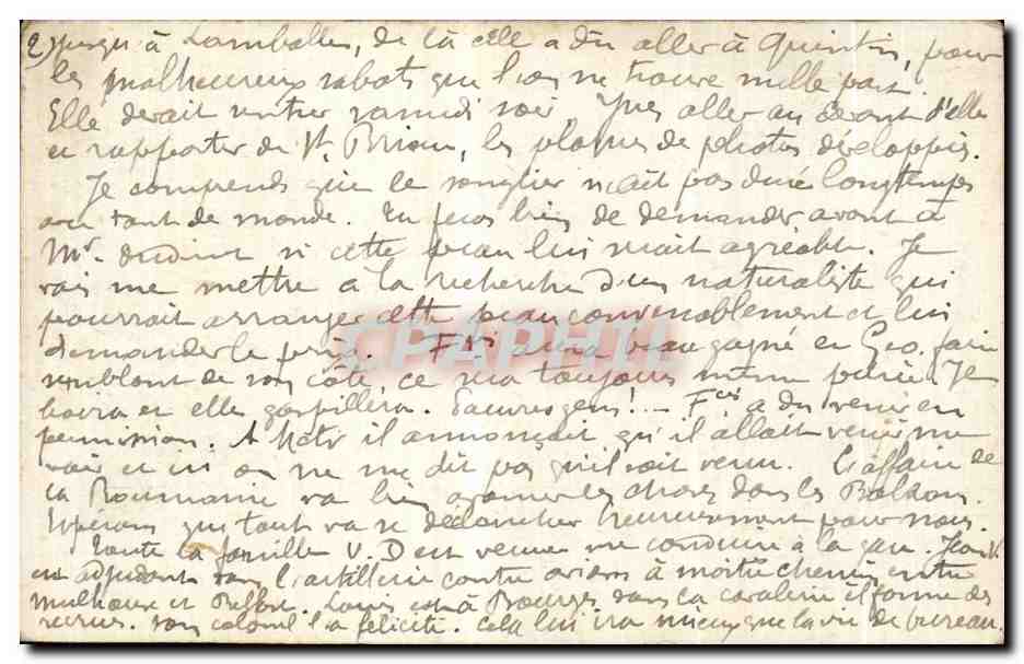 Carte de Franchise Militaire Carte de services des prisonniers de guerre Boulogne 1916 septembre  — Rückseite