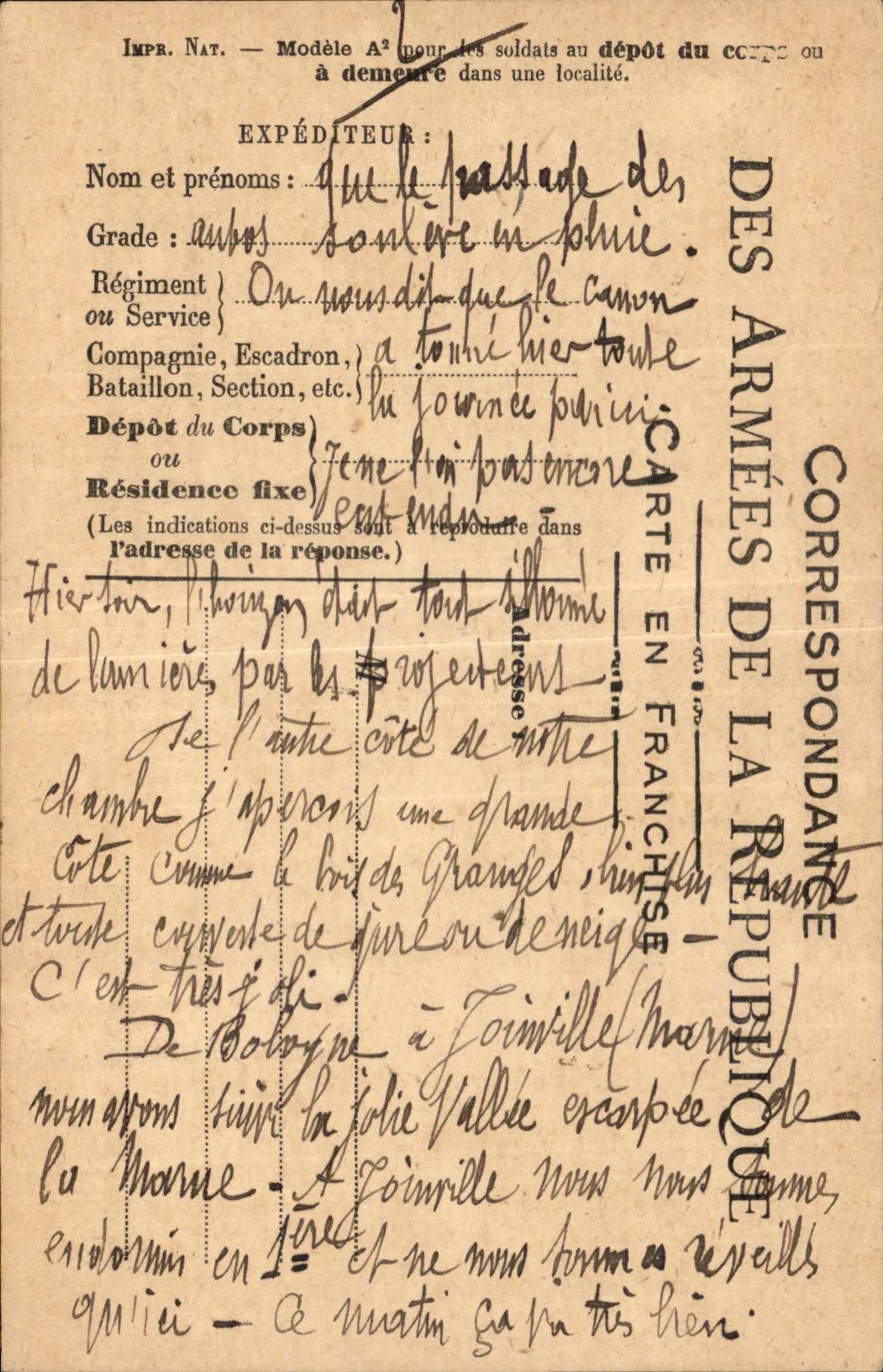 Carte de Franchise Militaire 