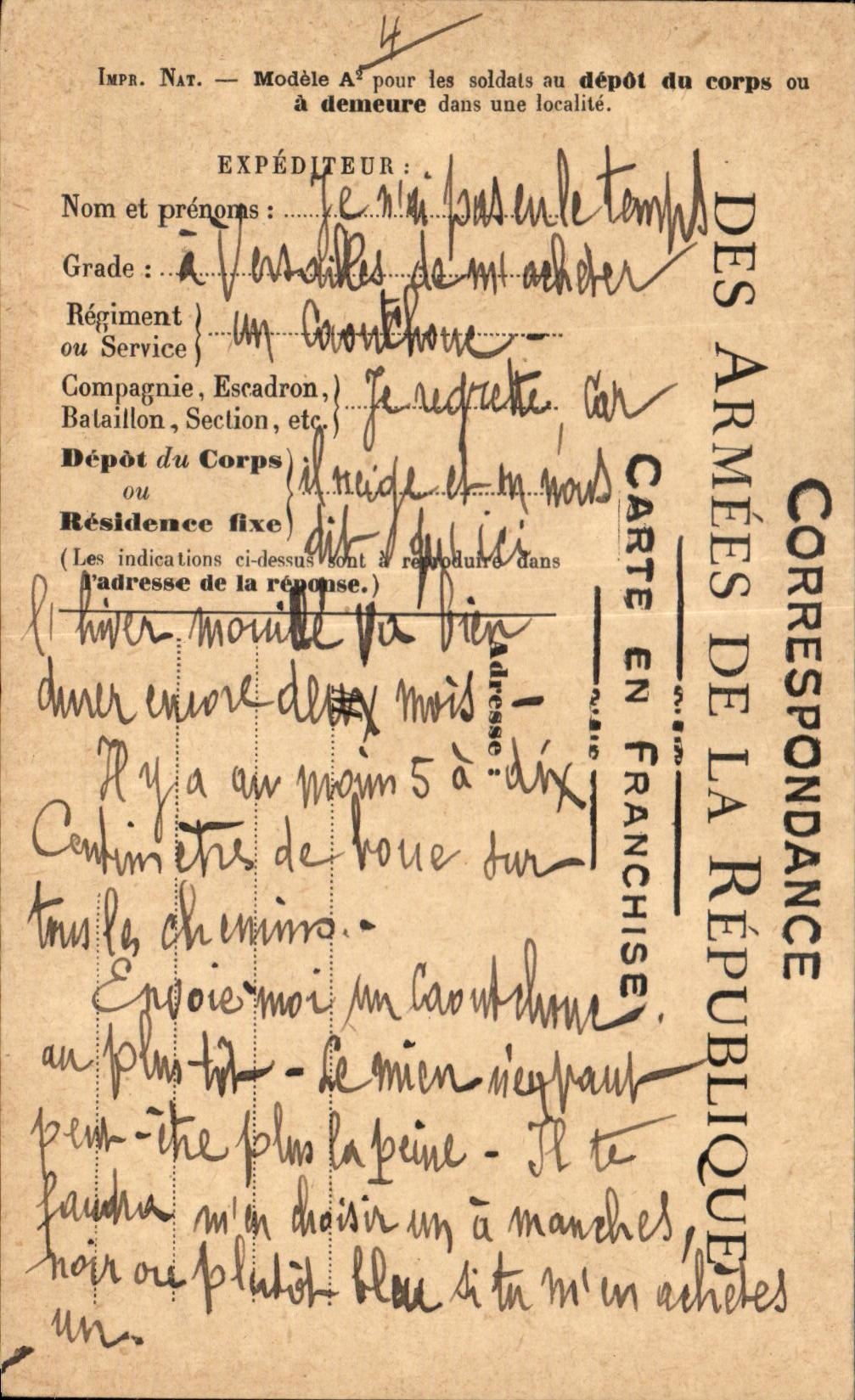 Carte de Franchise Militaire 