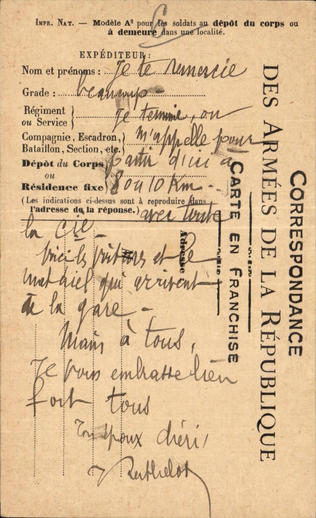 Carte de Franchise Militaire 