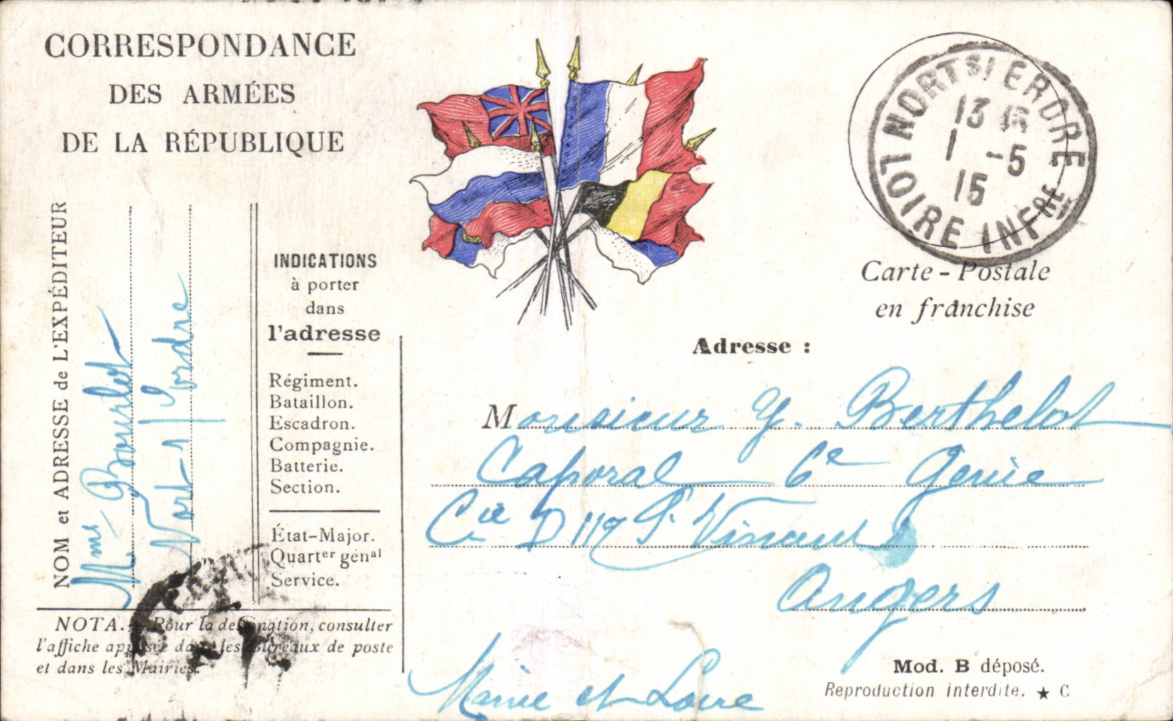 Correspondance Des Armees De La Republique Berthelot Angers