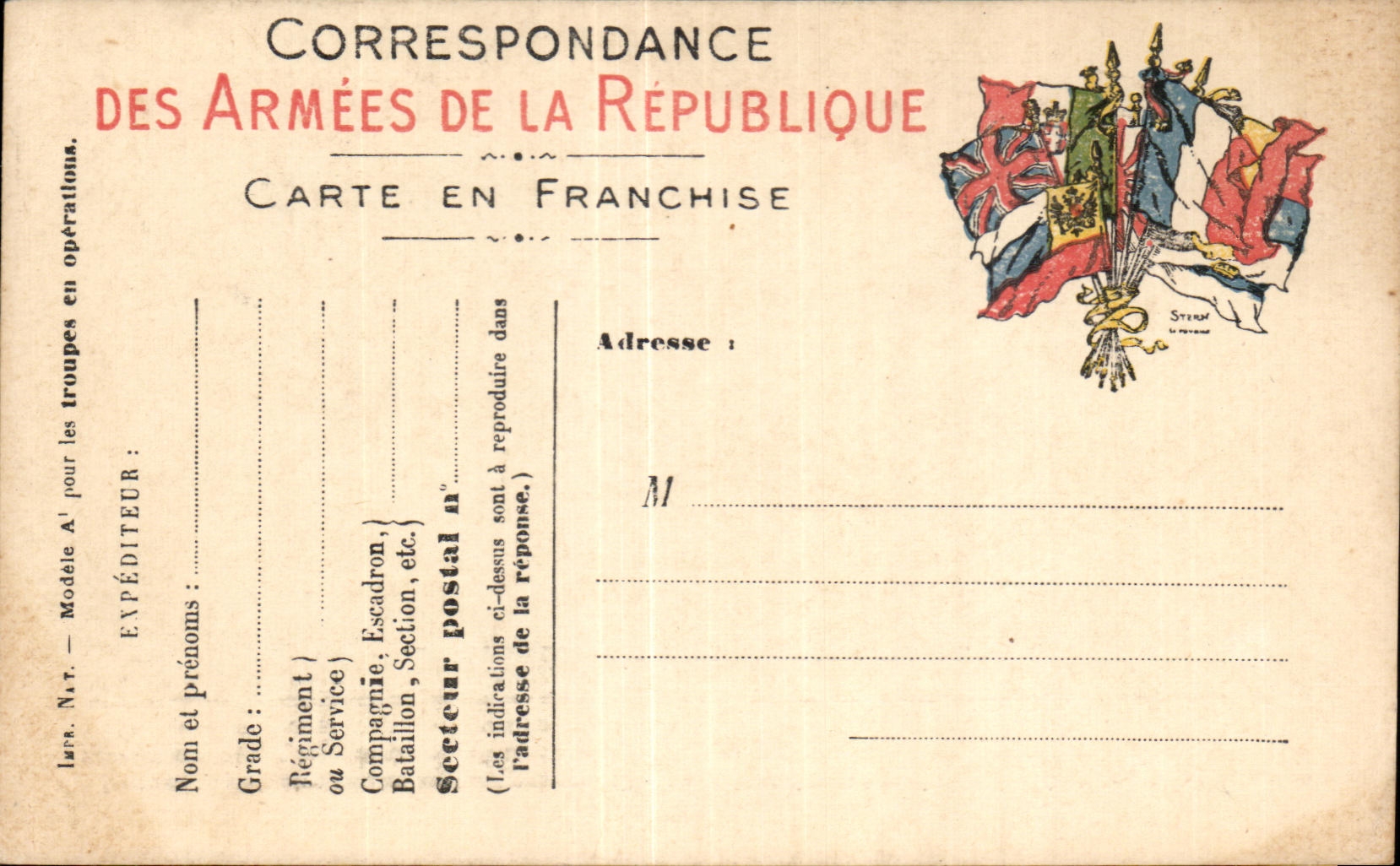 CPA Correspondance Des Armees De La Republique Carte En Franchise
