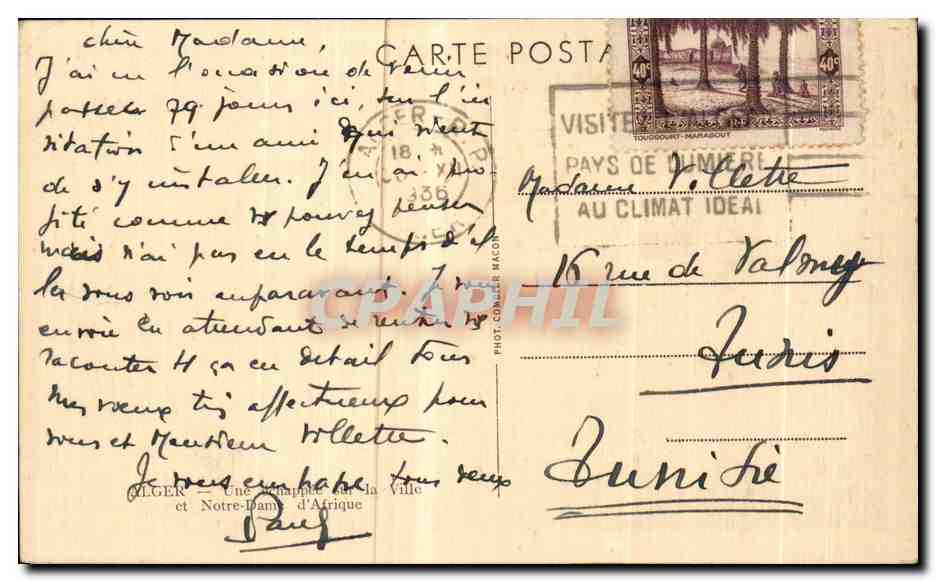 CPA Alger Une echappee sur Ia Ville et Notre Dame d Afrique — Back