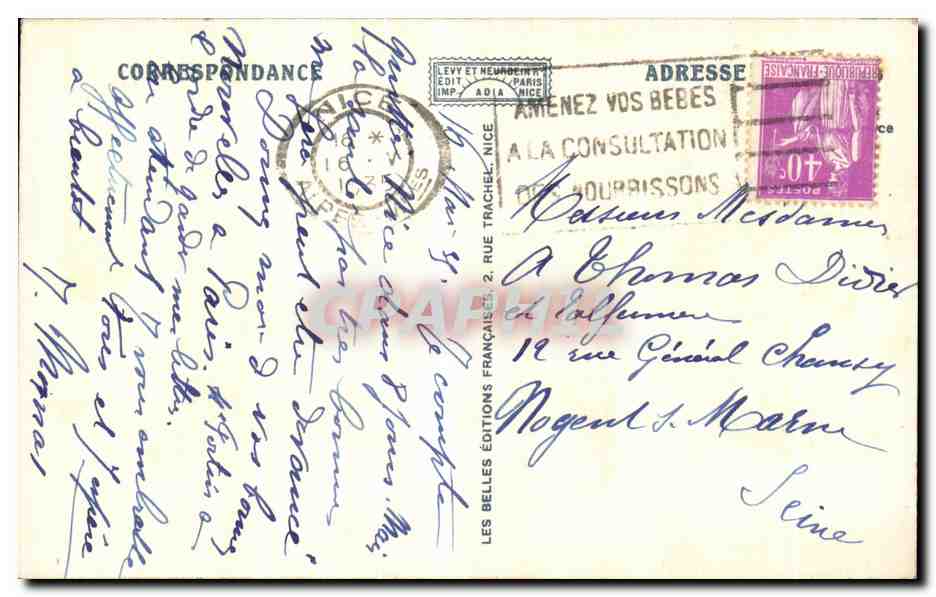 CPA Fantaisie Fleurs Cote d azur Oeillets et mimosas — Verso