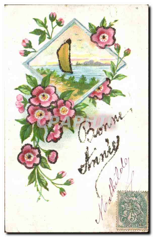 CPA Fantaisie Fleurs Bonne annee