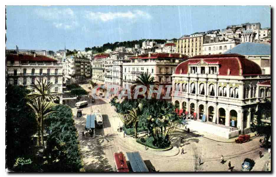 CPA Algerie Alger La Theatre et Rue Dumont d Urville