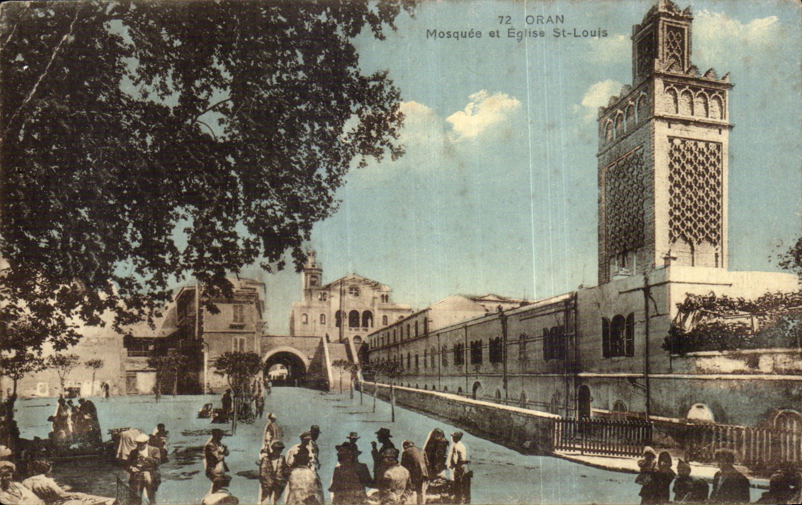 CPA Algerie Oran Mosquee et Eglise St Louis
