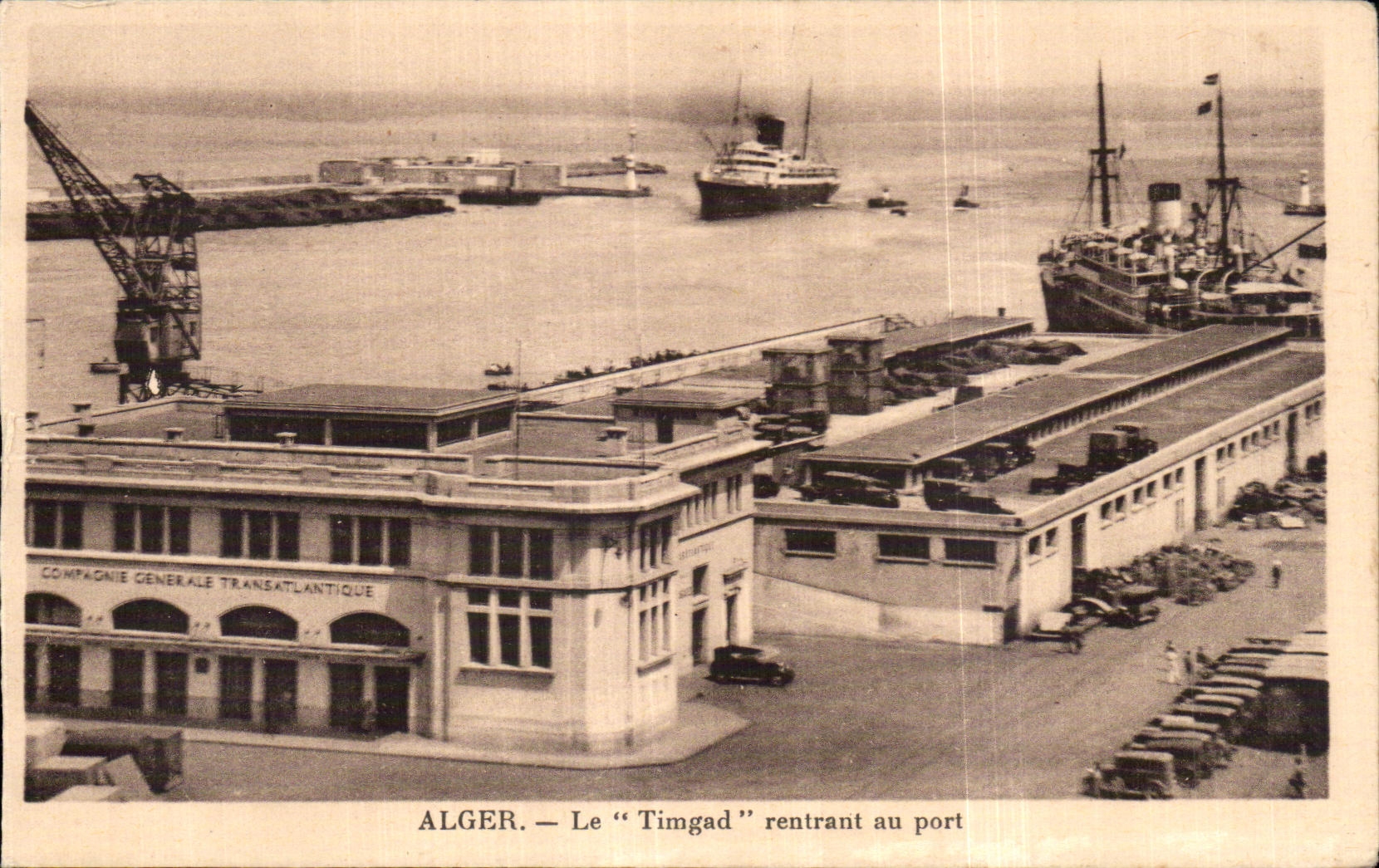 CPA Algerie Alger LeTimgad rentrant au port Bateau Compagnie Generale Transatlantique 