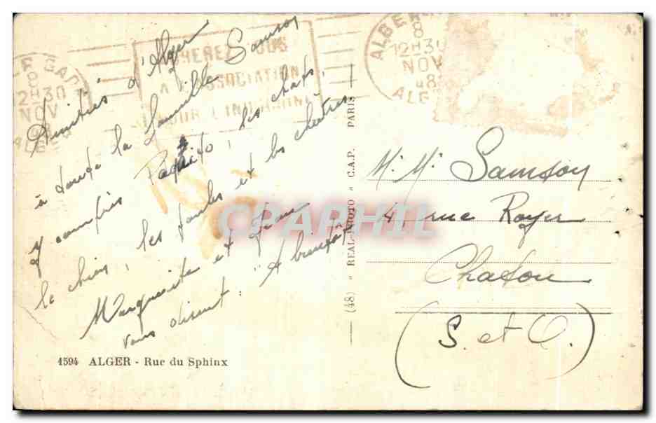 CPA Algerie Alger Rue du Sphinx Femmes Folklore Costume  — Back