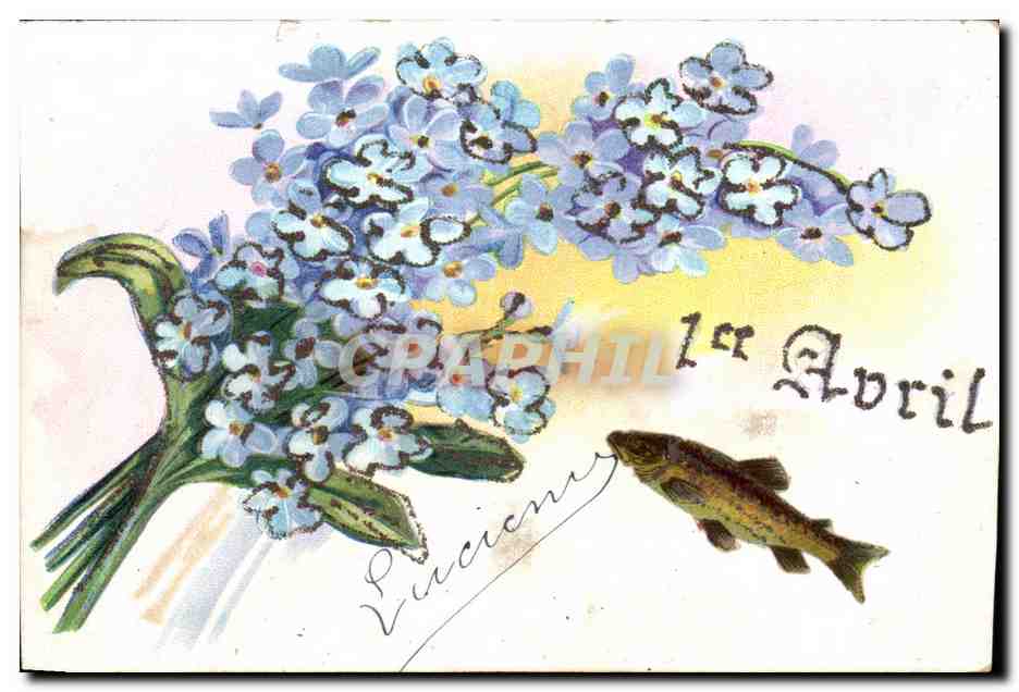 CPA Fantaisie Fleurs Poisson 1er avril paques Easter