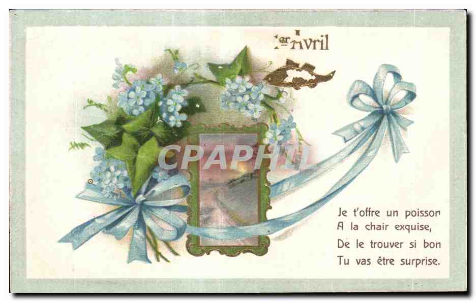CPA Fantaisie Fleurs Poisson 1er avril paques Easter