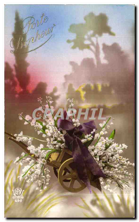 CPA Fantaisie Fleurs Porte bonheur