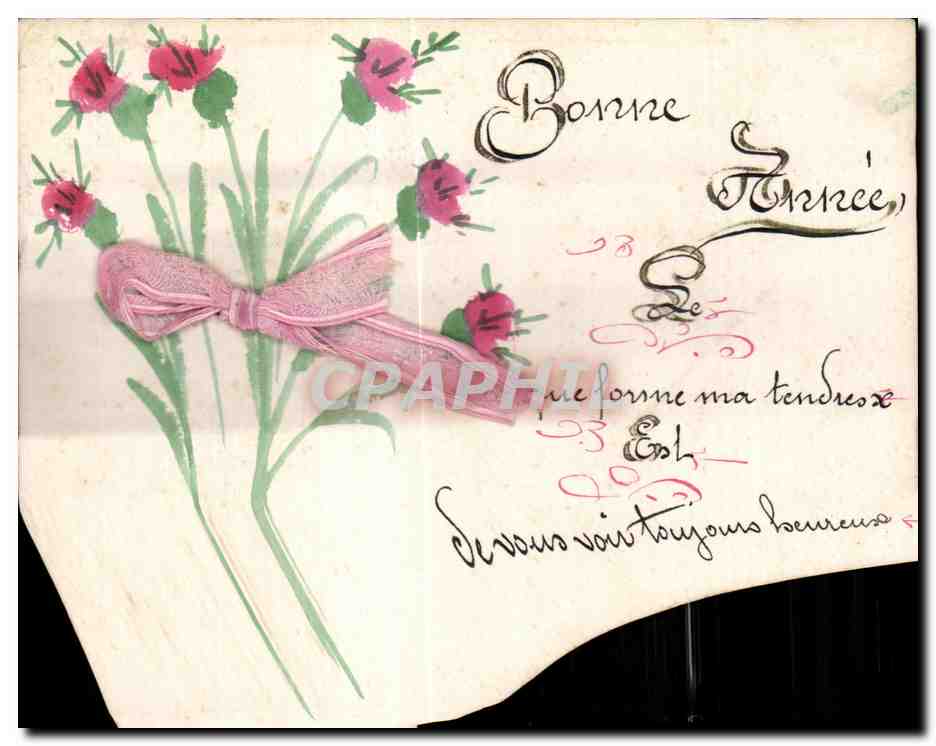 CPA Fantaisie Fleur Bonne annee