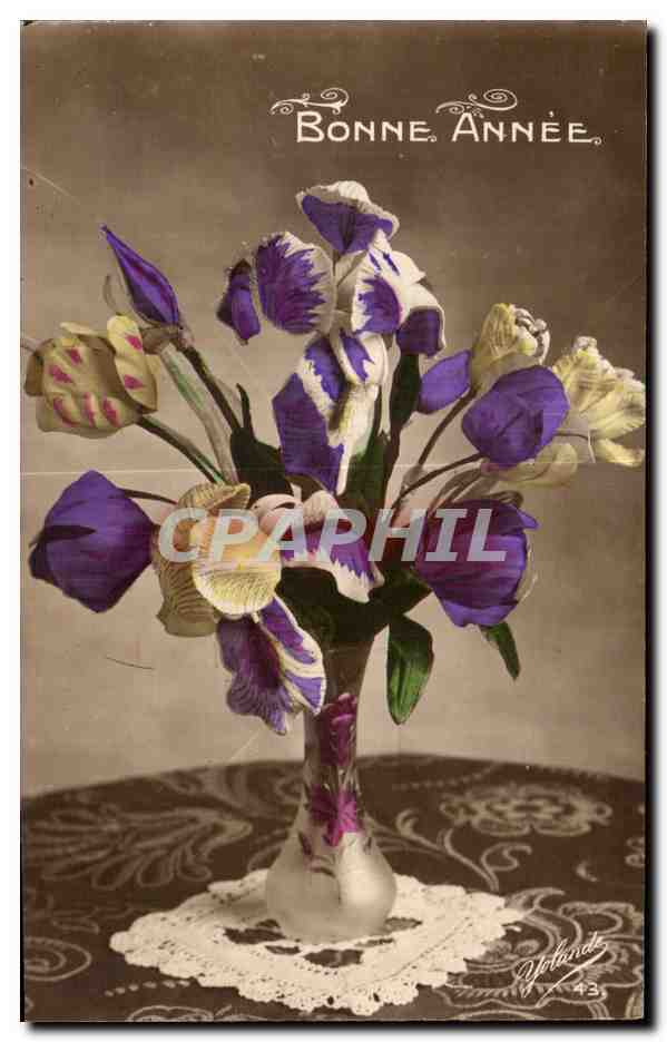 CPA Fantaisie Fleur Bonne annee