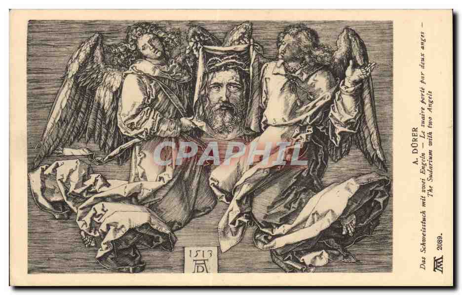 CPA A Durer Das Schweisstuch mit Swei Engeln Le Suaire porte par deux anges The Sudnrium With Two angels