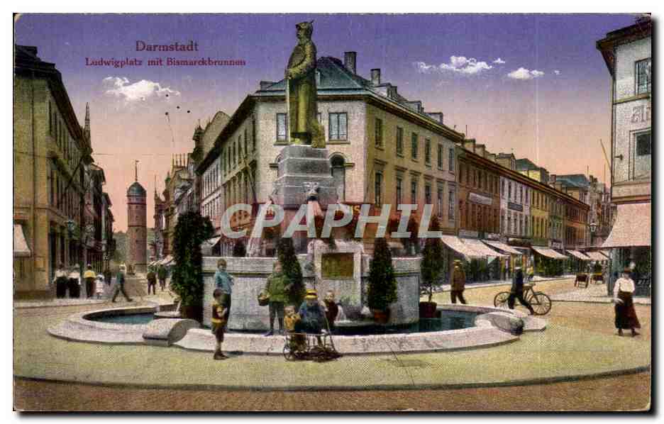 CPA Darmstadt Ludwigplatz mit Bismarckbrunnen