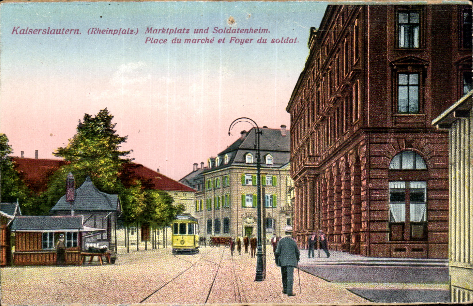 CPA Kaiserslautern Rhinpfale Marktplatz und Soldatenheim 