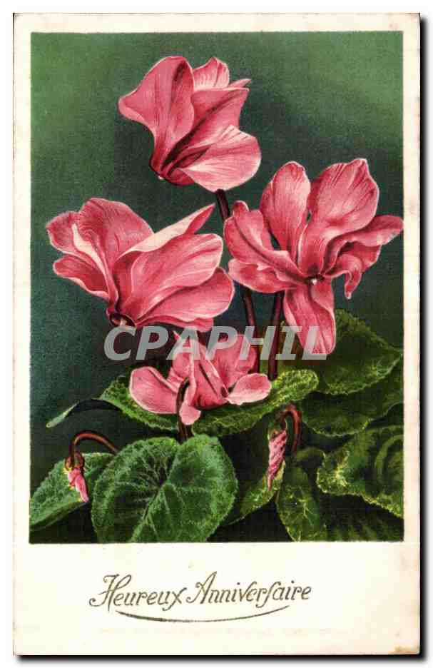 CPA Fantaisie Fleurs Heureux Anniversaire