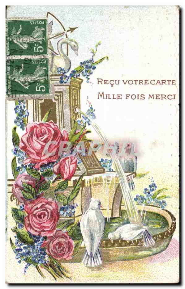 CPA Fantaisie Fleurs RECU VOTRECARTE MILLE FOIS MERCI Colombes