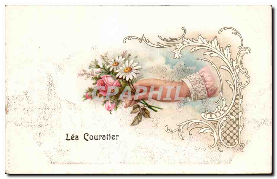 CPA Fantaise Fleurs Lea couratier Main Hand 